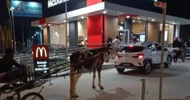 Homem usa charrete para pedir um Big Mac no drive-thru do McDonald’s